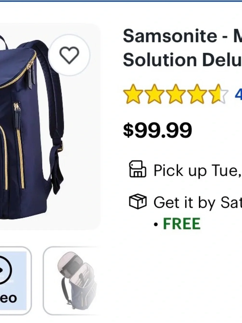 Samsonite Black Backpack with Gold Zippers
